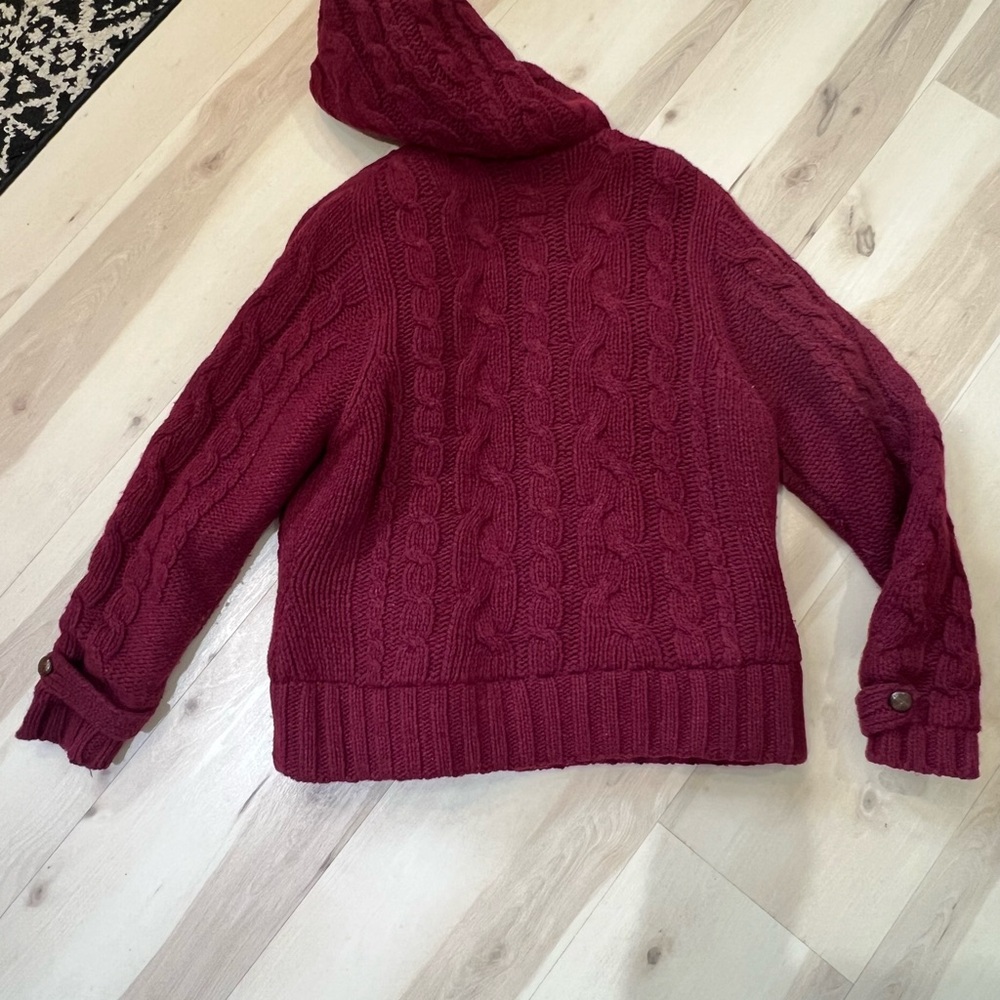Y2k Ruff Hewn Burgundy Cable Knit Toggle Jacket - image 6